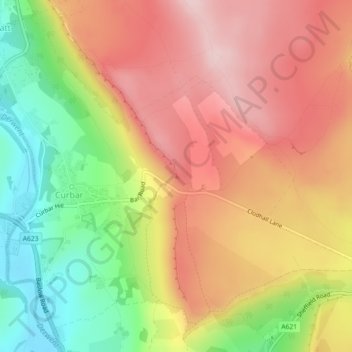 Curbar Edge topographic map, elevation, terrain