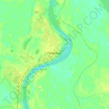 Priobye topographic map, elevation, terrain