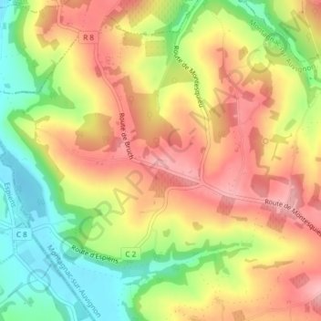 Saint Loup en Albret topographic map, elevation, terrain