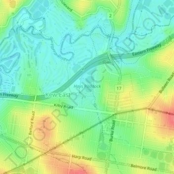 Hays Paddock topographic map, elevation, terrain