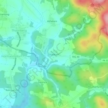 Schadham topographic map, elevation, terrain