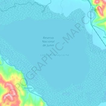 Lago Junín topographic map, elevation, terrain