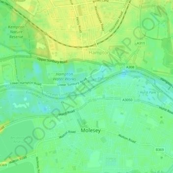 Platts Eyot topographic map, elevation, terrain