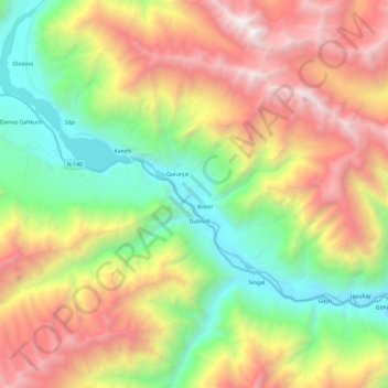 Gilgit River topographic map, elevation, terrain