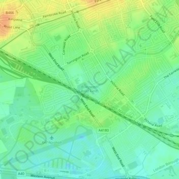 Bridgwater Road Fields topographic map, elevation, terrain