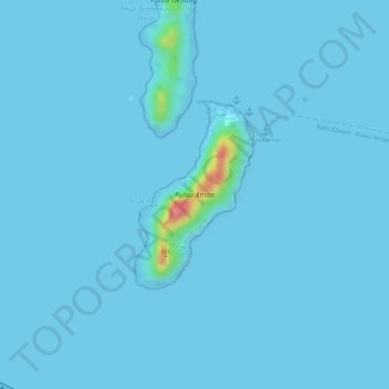 Aman Island topographic map, elevation, terrain