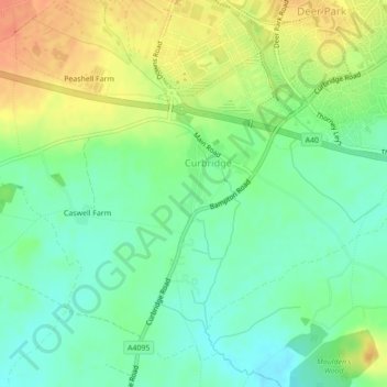 curbridge topographic map, elevation, terrain