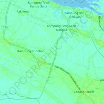 Pengkalan Nangka River topographic map, elevation, terrain