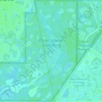 Oscar Scherer State Park topographic map, elevation, terrain