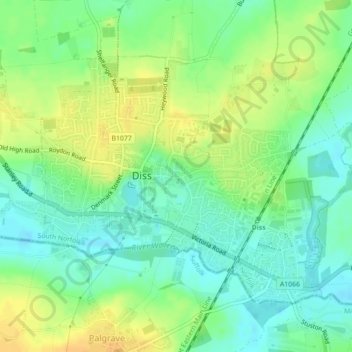 Diss topographic map, elevation, terrain