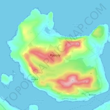 Rousay topographic map, elevation, terrain