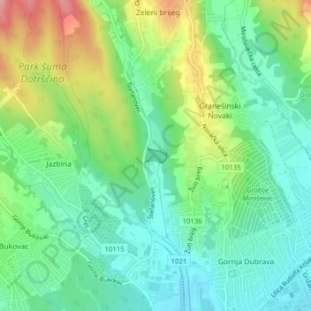 Štefanovec topographic map, elevation, terrain