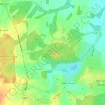 Morgaston Wood topographic map, elevation, terrain
