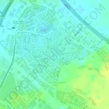 Green Community West topographic map, elevation, terrain