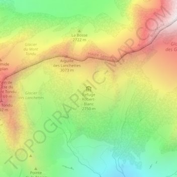Refuge Robert-Blanc topographic map, elevation, terrain