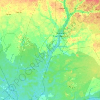 River Ogba topographic map, elevation, terrain