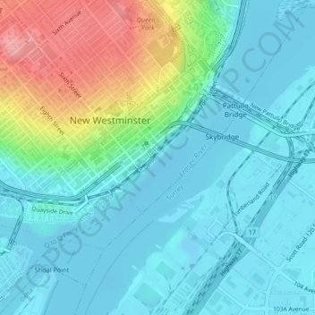 Westminster Pier Park topographic map, elevation, terrain