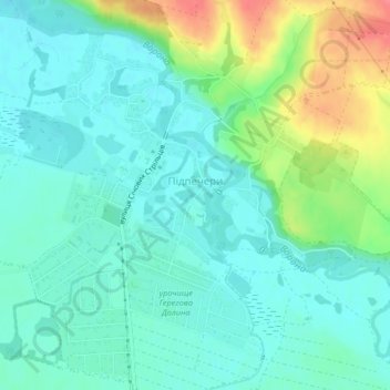 Pidpechery topographic map, elevation, terrain