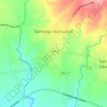 Santiago Nonualco topographic map, elevation, terrain