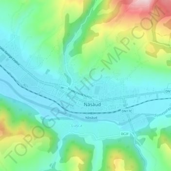 Bistrița-Năsăud topographic map, elevation, terrain