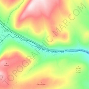 River Garry topographic map, elevation, terrain