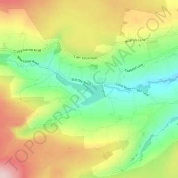 Ponden Reservoir topographic map, elevation, terrain
