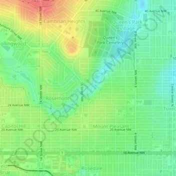 Confederation Park topographic map, elevation, terrain