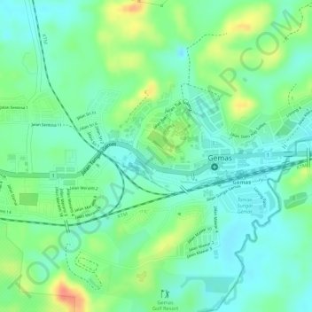 Gemas Recreational Park topographic map, elevation, terrain