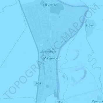 Makhambet topographic map, elevation, terrain
