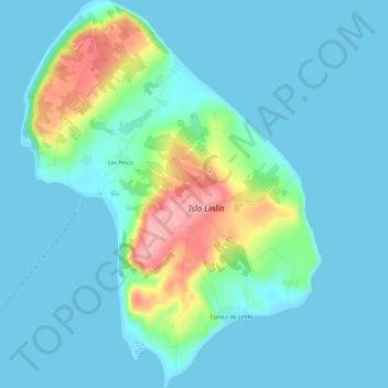 Isla Linlín topographic map, elevation, terrain