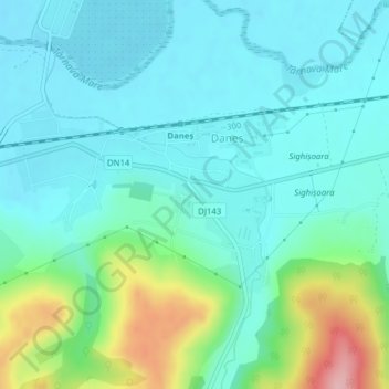 Daneș topographic map, elevation, terrain