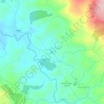 Legnagrow Lough topographic map, elevation, terrain