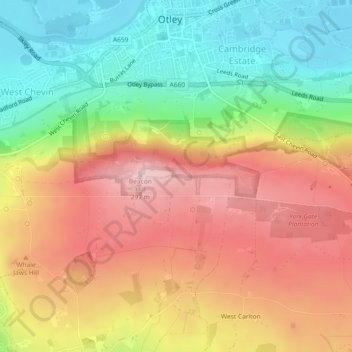 The Chevin topographic map, elevation, terrain