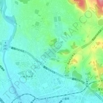 Takamatsu Pond topographic map, elevation, terrain