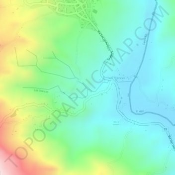 Las Trancas topographic map, elevation, terrain