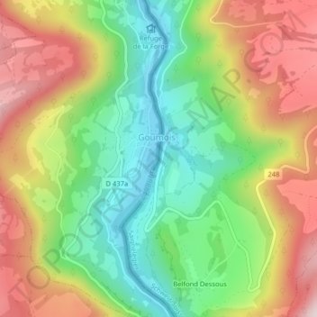 Le Doubs topographic map, elevation, terrain