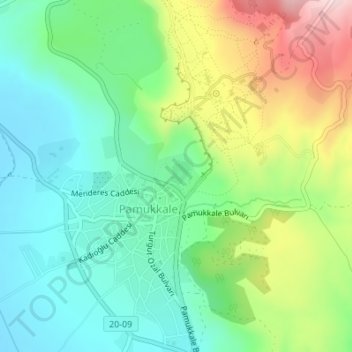 Pamukkale Natural Park topographic map, elevation, terrain