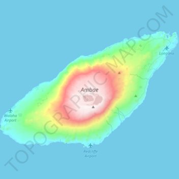 Ambae topographic map, elevation, terrain