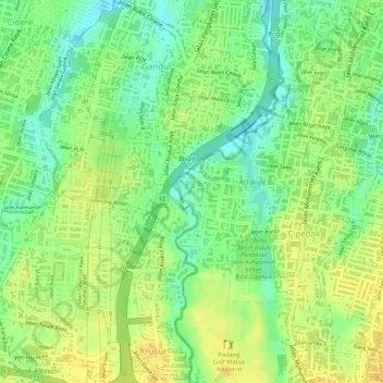 Krukut topographic map, elevation, terrain