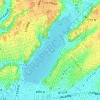 佐鳴湖 topographic map, elevation, terrain