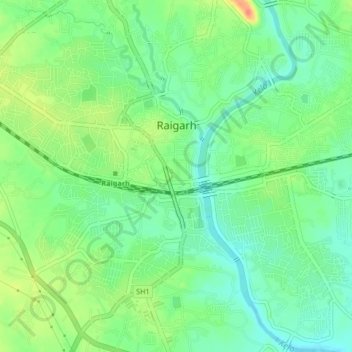 Raigarh topographic map, elevation, terrain