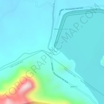 Thirumoorthi Dam topographic map, elevation, terrain