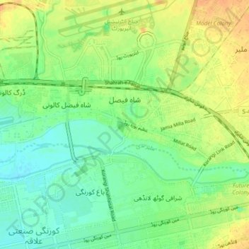 Shah Faisal Town topographic map, elevation, terrain