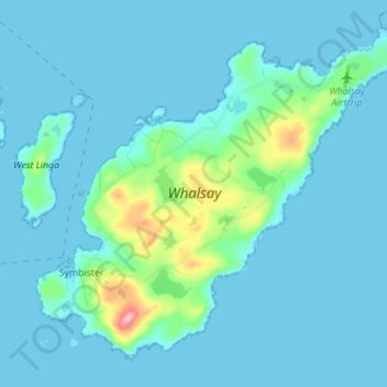 Whalsay topographic map, elevation, terrain