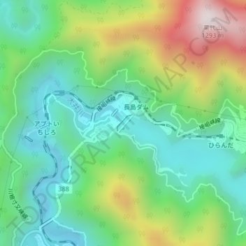 長島ダム topographic map, elevation, terrain