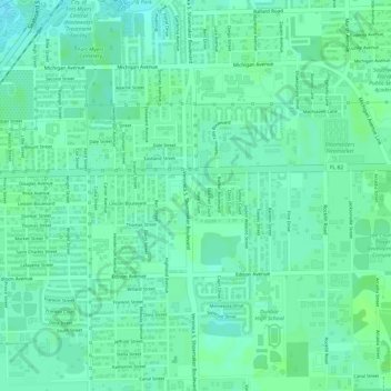 Harlem Lakes Park topographic map, elevation, terrain