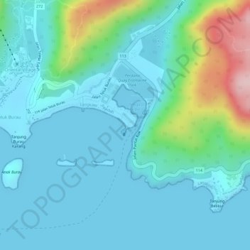 Kok Beach topographic map, elevation, terrain