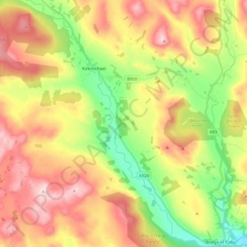 River Ardle topographic map, elevation, terrain