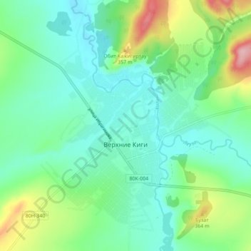 Verkhniye Kigi topographic map, elevation, terrain