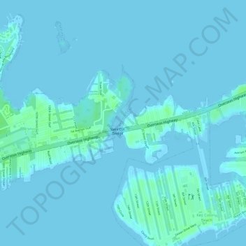 Key Vaca Cut topographic map, elevation, terrain